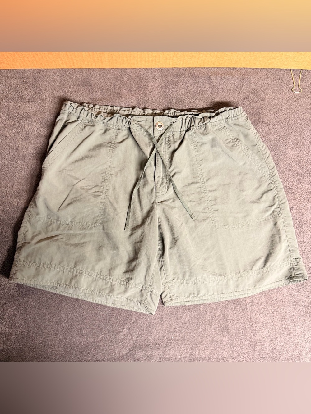 Patagonia Olive Green Elastic Waist Athletic Shorts - Picture 2 of 10